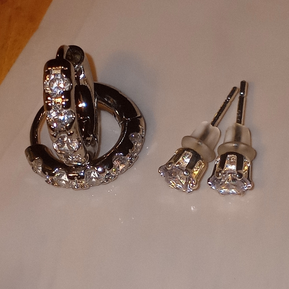 Brand New Set of CZ Studs and Hoops (7 sets Available)